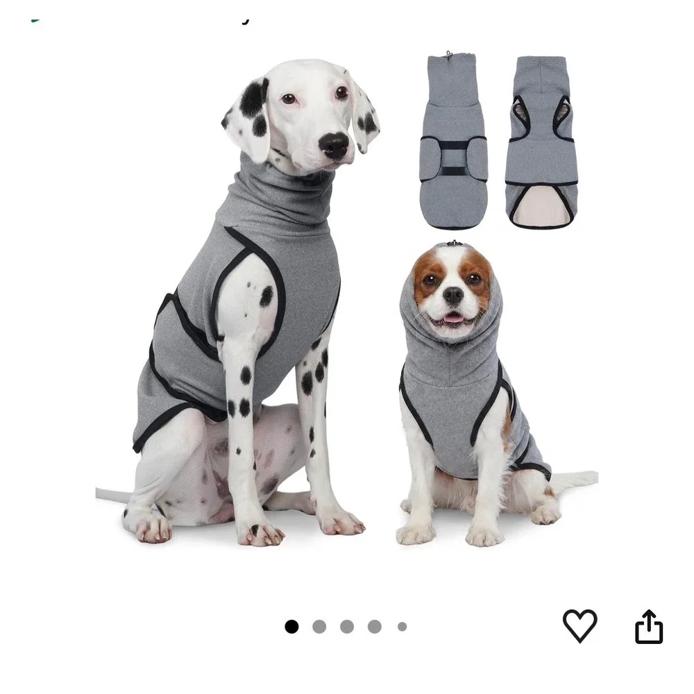 DENTRUN Dog Calming Vest Hoodie Gray Anxiety Relief Shirt Medium Snood Wrap